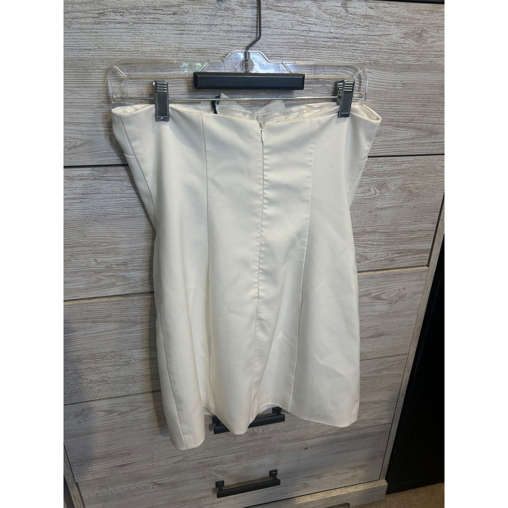 Nasty Gal Premium Tailored Bandeau Mini Dress White Strapless BGG21029 Size 6 - Picture 4 of 5